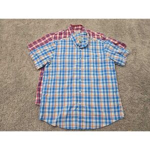 Lot of 2 Sun River Button Up Shirt Mens XL Plaid Short Sleeve ChestPocket Casual